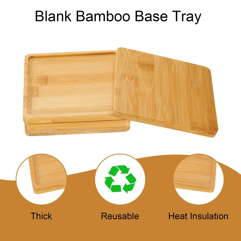 sourcing map 4PCS Mosaic Bamboo Coasters, 5.1 Inch Blank Base