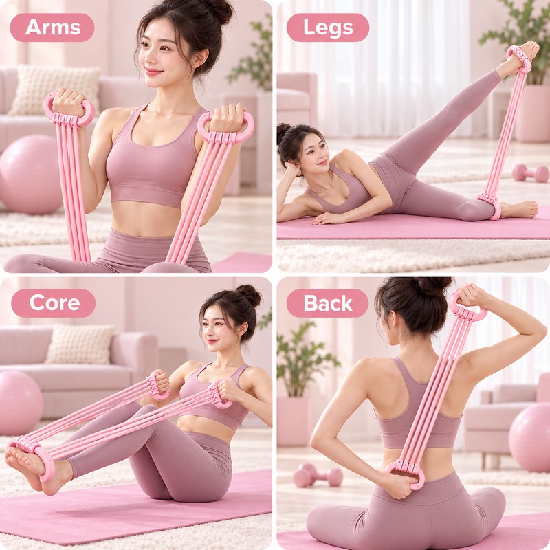 6-Rope Yoga Stretch Strap for Flexibility Practice – Adjustable Elastic