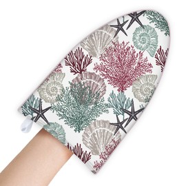 Garment Steamer Ironing Glove with Finger Loop, Heat Resistant Waterproof Ironing Mitt for Heat Resistan Handheld Steamer, Garment Steamer Accessories for Clothes,Coastal Summer Beach Coral Starfish