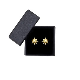 Sofia Milani Women's Earrings, 925 Silver, With Zirconia Stones, Star Sun Stud Earrings, Gold-Plated Silver, White