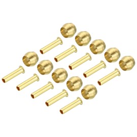 TA-VIGOR 4mm Tube OD Compression Sleeves and Ferrules, 60PCS Brass Compression Insert & Ferrule Fitting Assortment Kit for Oil Water Air Pipe