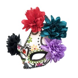 Coolwife Women's Masquerade Mask Mexican Day Of The Dead Sugar Skull Eyemask Masque Fancy Dress (Green/White/Black)
