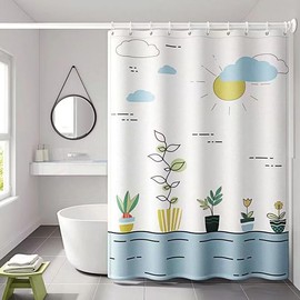 BSLINER Fabric Shower Curtain Liner with Hem Weighted Bottom, Sunshine Flowers Plants Waterproof 12 Rust Resistant Grommets Hotel Quality, 72 x 72 Machine Washable