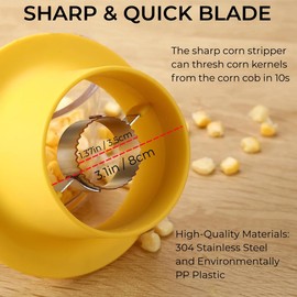 PreZiouz Corn Stripper, Multifunctional Corn Peeler From The Cob, 4 in 1 Corn Shucker Tool with Cup Container & Safety Handle & Grater, Quickly Remove Corn Kernels and No Splatters