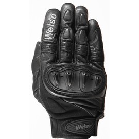 WEISE Streetfight Black Leather Armoured Motorcycle Gloves (Black, 4XL)