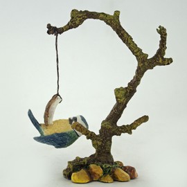 Fiesta Studios Blue Tit on a Coconut Ornament Original Collectable Figurine by Barrie Gittens - 11cm