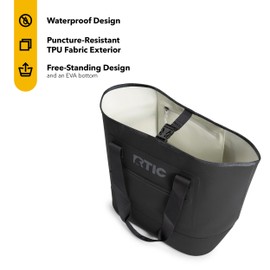 RTIC Ultra-Tough Tote Bag, Waterproof for Beach, Pool, Towel, Grocery, Shopping, Camping, Picnic, Travel, Boat, Heavy-Duty, Puncture Resistant, Small, Black