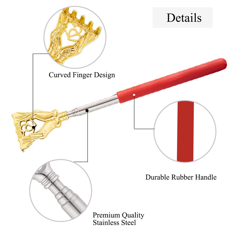 Telescopic Back Scratcher Extendable Handle, Portable Stainless Steel Hand Massage