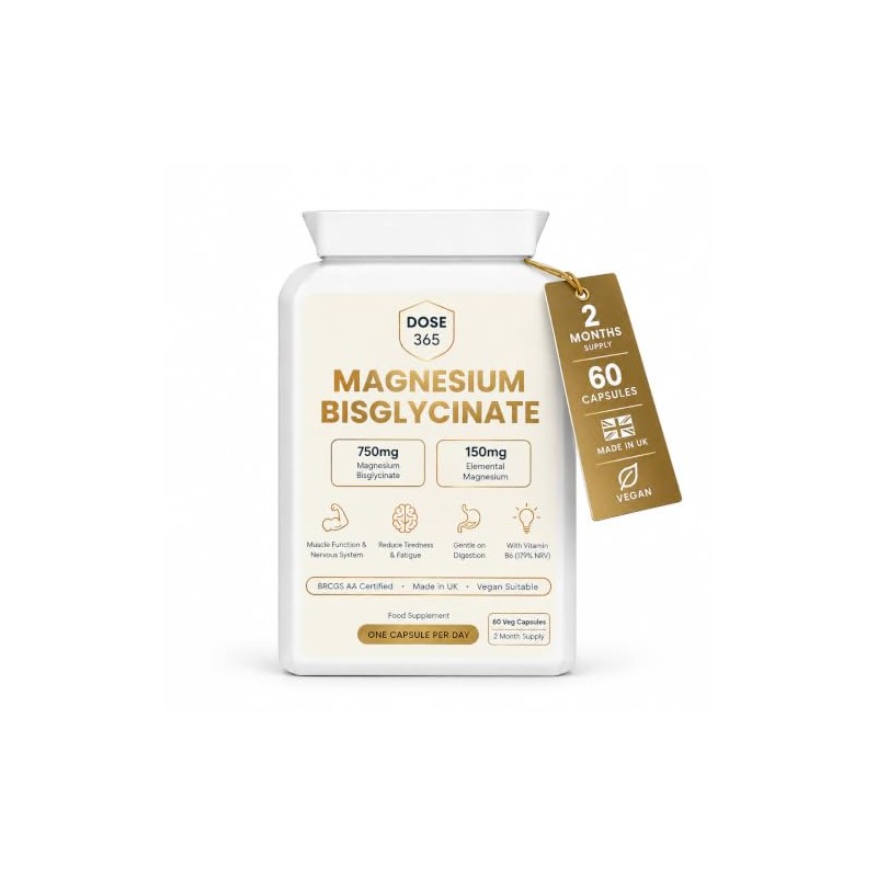 Magnesium Bisglycinate 750mg, Elemental 150mg + VIT B6 | 60