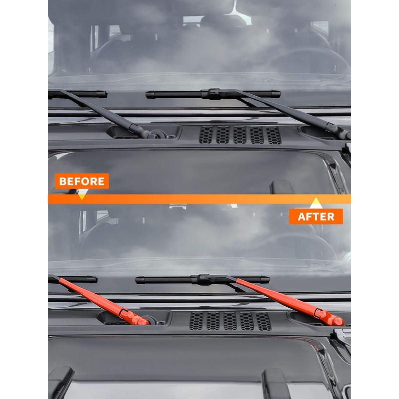 Savadicar 3-Piece Orange Windshield & Rear Wiper Trim Set for