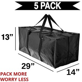 BAG-THAT! 5 Moving Bags Heavy Duty Extra Large Stronger Handles Wrap Storage Totes Zippered Reusable Packing Bags Moving Supplies Storage Boxes Storage totes Moving Boxes Packing Supplies Packing Box