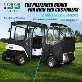10L0L 2 Passenger Golf Cart Driving Enclosure for EZGO TXT and RXV Model, 4-Sided Clear Window 600D Rain Cover All Weather Windproof Waterproof