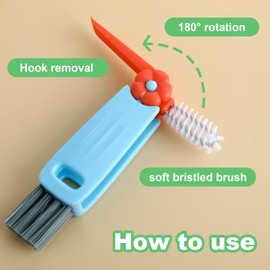 GEEHUA 3 Stück 3 in 1 Tassendeckel Lücken Reinigungsbürsten Set, Multifunktionale Spalt Fugenreinigungsbürste, Tragbarer Becherdeckelreiniger Bürste Reinigungsbürste Flasche