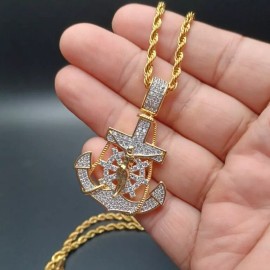 Unbranded Jesus Anchor Pendant with Rope Chain Necklace