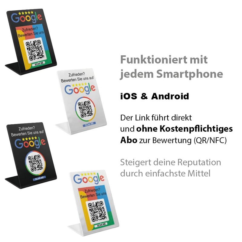 Rating NFC & QR Stand/Display/Sign for Google Restaurant, Shop, Law