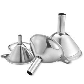 Hoshen 3PCS (Large, Medium and Small) Three-Piece Suit Nestable Stainless Steel Kitchen Funnel, Used To Transfer Liquid and Dry Ingredients