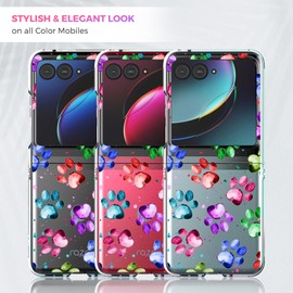 GlamCase Clear Case for Moto Razr+ 2023 / Razr 40 Ultra - Dog Cat Paw Watercolored Printed Durable Clear Shockproof Protective Designer Back Case/Cover for Moto Razr+ 2023 / Razr 40 Ultra