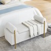 Jintop 44" Elegant Upholstered Linen Storage Bench with Cylindrical Arms,Luxurious