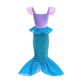 Lito Angels Little Mermaid Princess Fancy Dress Up Costume Birthday Party Outfit for Kids Girls with Accessories Size 7-8, Purple Blue