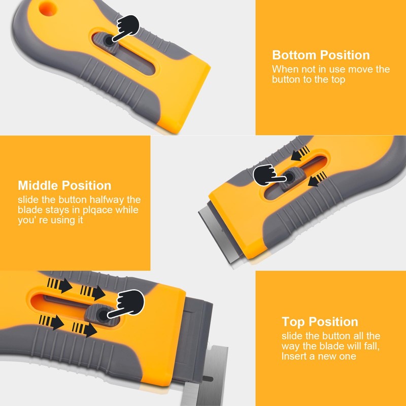 Razor Blade Scraper Tool with 15pcs Extra Blades, Multi-Surface Glass