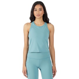 Yogalicious Ultra Soft Lightweight Cropped Racerback Tank Top - Teal - XL