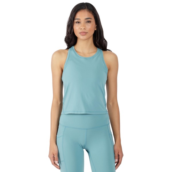 Yogalicious Ultra Soft Lightweight Cropped Racerback Tank Top - Teal
