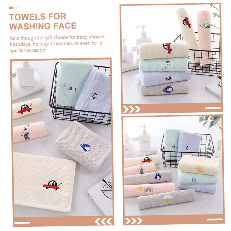 IWOWHERO Soft Cotton Face Towels for Kids 5 Pack Absorbent