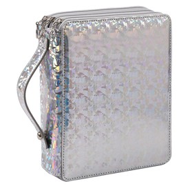 HMZSP Large Capacity Colored Pencil Case - 124 Slots PU leather with Zipper Closure Portable Organizer for Watercolor Pencils Ideal for Artists for Artists (Silver)