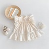 Summer Girls’ Cotton-Linen Princess Dress with Lace Trim and Flutter