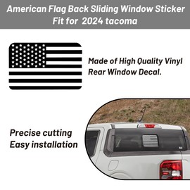 Zhizhong Rear Middle Window Decal Compatible with 2024 2025 Toyota Tacoma, American Flag Back Center Sliding Window Glass Vinyl Sticker