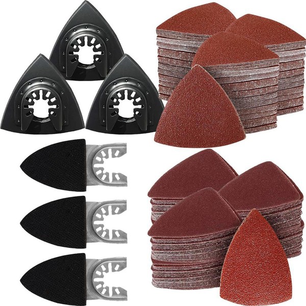 156Pcs Sanding Pads Kit Oscillating Tool Abrasive Papers Triangle Finger
