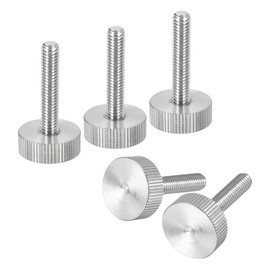 sourcing map M6x30mm Knurled Thumb Screws, 5pcs 304 Stainless Steel Flat Knurled Head Fully Threaded Thumb Screws Bolts Grip Knobs Fasteners