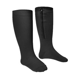 Cheeroyal - 2 pares de calcetines de compresión de pantorrilla con cierre para mujeres con sobrepeso y hombres, 15-20 MmHg con cierre, Negro -, XXXXXX-Large