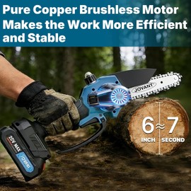 Jovant 6 Inch Mini Chainsaw Cordless, Lightweight Handheld Tree Trimmer & Branch Cutter, Battery Powered with Safety Lock, Electric Chainsaw for Tree Trimming Wood Cutting Pruning