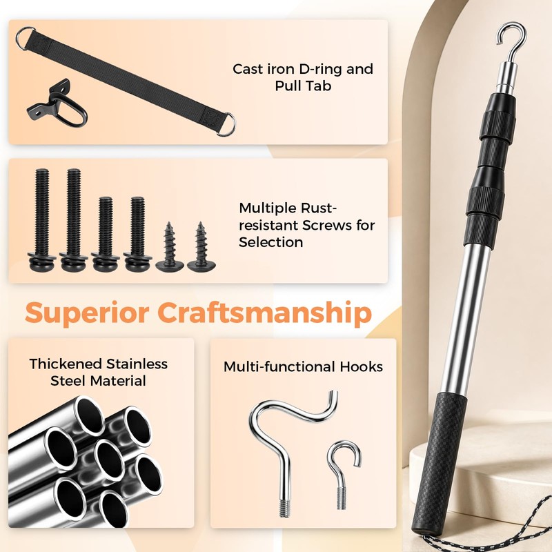 Attic Ladder Pull Down System Telescoping Pole Clothes Hook Pole