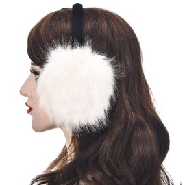 ZLYC Womens Girls Winter Fashion Adjustable Faux Fur EarMuffs Ear Warmers (Snow White)