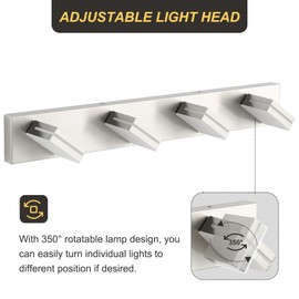 OKELI 4 Lights Bathroom Vanity Light Fixtures Brushed Nickel LED Dimmable Vanity Light Over Mirror Modern Wall Mounted Lighting Fixture, 350° Rotatable Lamp Head 24W Cold White 6000K ETL Listed