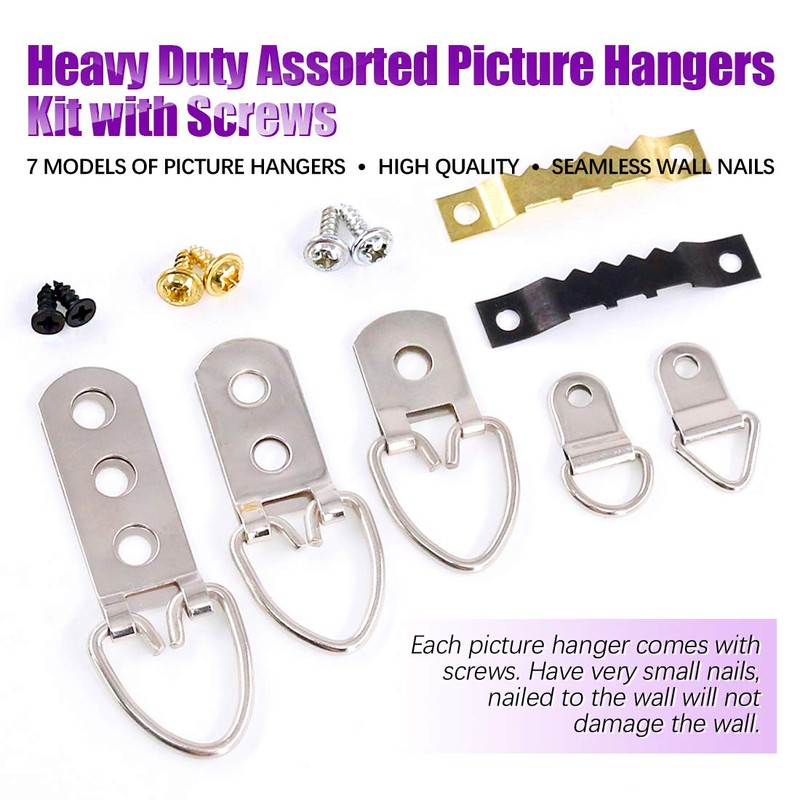 Swpeet 415Pcs Picture Hangers Kit with Screws, Heavy Duty Assorted