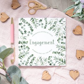 Engagement card | eucalyptus style green illustrated square greeting card | engagement cards | engagement cards for couples | to go with engagement gifts