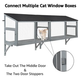 beeNbkks Cat Catio, Window Box Enclosure for Indoor Cats, Wooden Window Perch House, Expandable for Multi Kittens, Secure Comfortable Outdoor Haven for Pets, All Weather Use, Nature Friendly Design