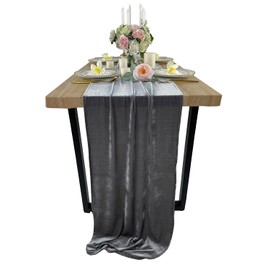 Lujoso camino de mesa de terciopelo, decoraciones de recepción de boda de 10 pies, tela de terciopelo suave de 20 x 120 pulgadas, superposición de lino de mesa, caminos de mesa de boda (gris, 20 x 120