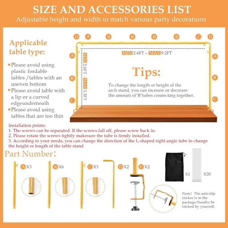 Over The Table Rod Stand with Clamps Adjustable 31"-110'' Length