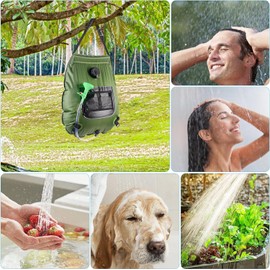 Solar Shower Bag, 5 gallons/20L Solar Heating Camping Shower Bag Temperature Indicator Hot Water 45°C Hiking Climbing C1004