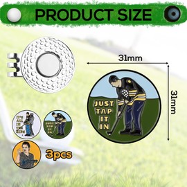 LUTER 3pcs Golf Ball Marker with Magnetic Hat Clip, Golf Ball Marker Clip Magnetic Ball Marker Funny Golf Ball Marker Tool for Men Women Golfers Sports Golf Accessories (B)
