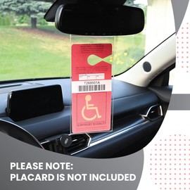 Stromguard Handicap Parking Placard Holder, Transparent Disabled Disability Parking Permit Placard Protector Holder Cover with Large Hanger Handicapped Accessories (2 Pack)