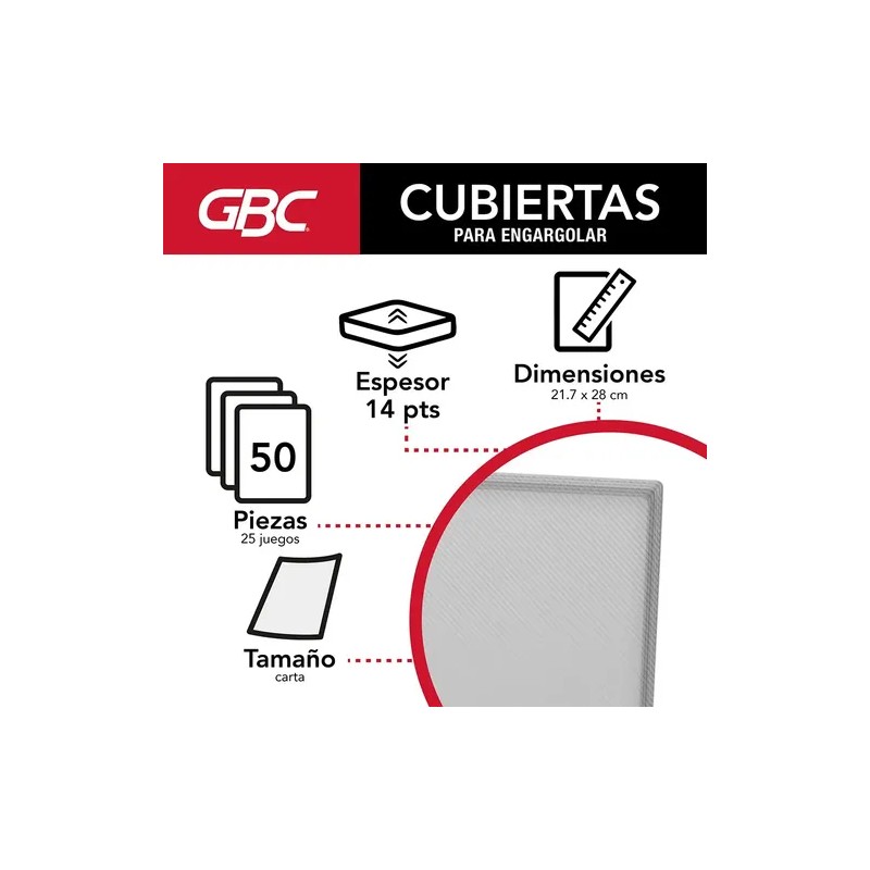 Cubierta Para Encuadernar Gbc P3561 Rayado Transparen-50 Pzs Color Transparente