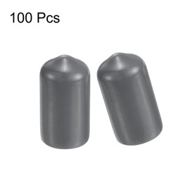 sourcing map 100pcs Rubber End Caps 5.5mm(1/4") ID Vinyl PVC Round Tube Bolt Cap Cover Screw Thread Protectors Dark Grey