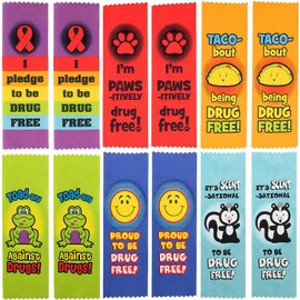 Fun Express - Red Ribbon Week Award Ribbons - Stationery - Awards - Award Ribbons & Paper Certificates - 12 Pieces