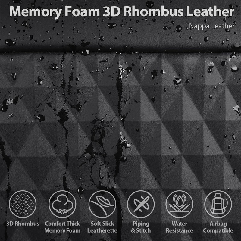 CAR PASS 2Pack Front Car Seat Covers Leather Memory Foam
