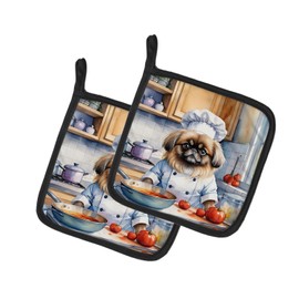Pekingese The Chef Pair of Pot Holders